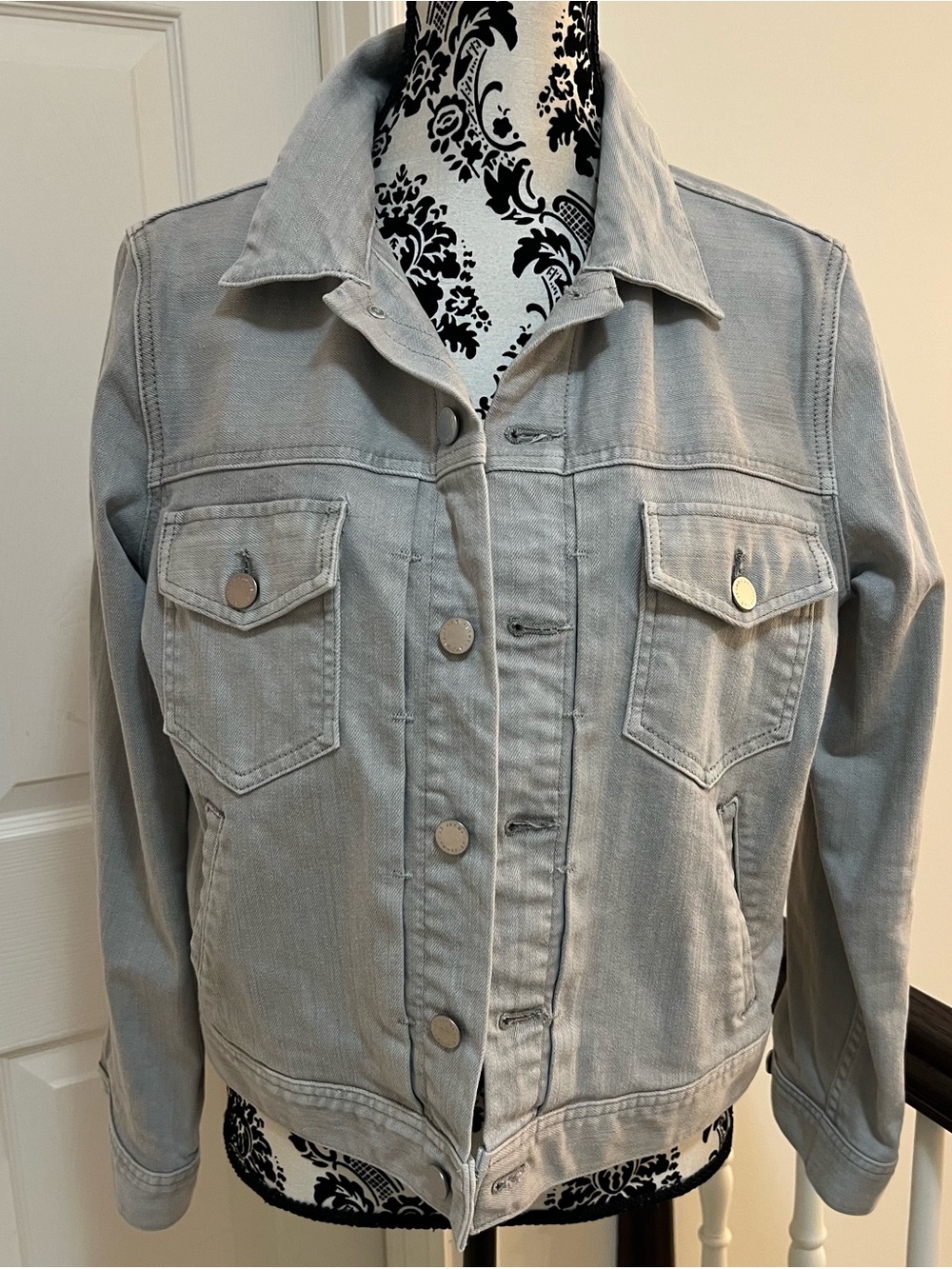 Ag Adriano Goldschmied Light Gray Denim Trucker Jacket
